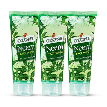 Ozone Neem Face Wash | Enriched with Neem, Aloe Vera, Lemon & Clove | For Deep Cleansing, Anti-Pollution, Soft, Smooth & Glowing Skin | For Men & Women | 100ml (Pack of 3)
